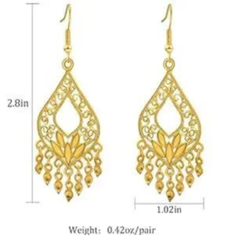 NEW 14k?Gold Plated Gold Filigree Dangle Earrings for Women - Picture 4 of 4
